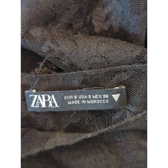 Zara Black Floral Sheer Lace Bodysuit Women's Small‎ Sultry Bodycon Whimsical - Picture 9 of 9